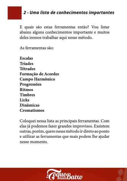 Página do ebook Manual do Improviso no Baixo