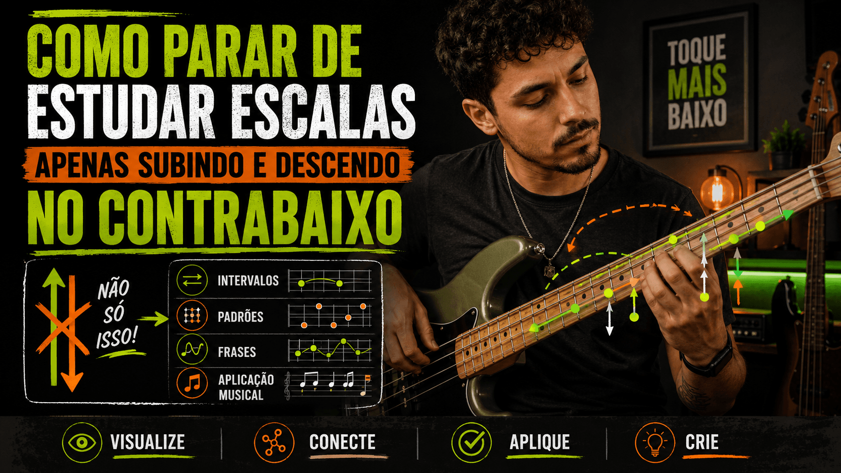Como parar de estudar escalas apenas subindo e descendo no contrabaixo